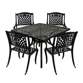 Oakland Living Ornate Outdoor Patio Dining Table & Chair 5 pc Set