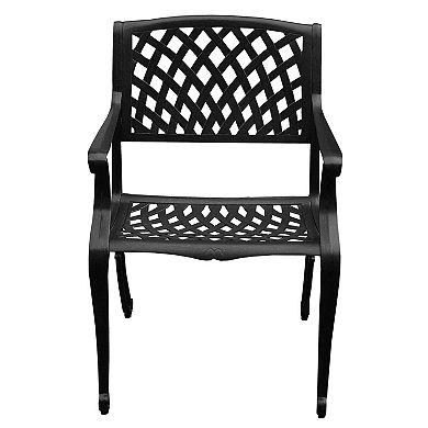 Oakland Living Ornate Aluminum Round Patio Dining Table & Chair 5-piece Set