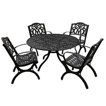 Oakland Living Outdoor Ornate Cutout Patio Dining Table & Chair 5 pc Set