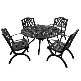 Oakland Living Ornate Outdoor Aluminum Round Dining Table & Chairs 5 pc Set