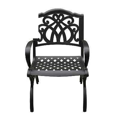 Oakland Living Ornate Outdoor Aluminum Round Dining Table & Chairs 5-piece Set