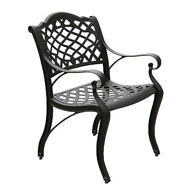Oakland Living Modern Ornate Aluminum Round Patio Dining Chair & Table 5-piece Set