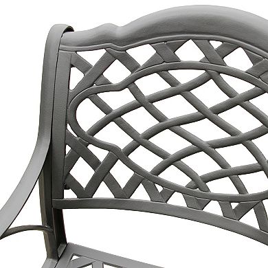 Oakland Living Modern Ornate Aluminum Round Patio Dining Chair & Table 5-piece Set