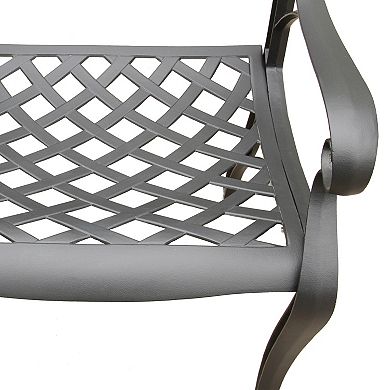 Oakland Living Modern Ornate Aluminum Round Patio Dining Chair & Table 5-piece Set
