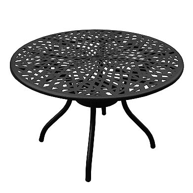 Oakland Living Modern Ornate Aluminum Round Patio Dining Chair & Table 5-piece Set