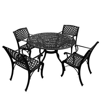 Oakland Living Ornate Round Patio Dining Chair & Table 5 pc Set