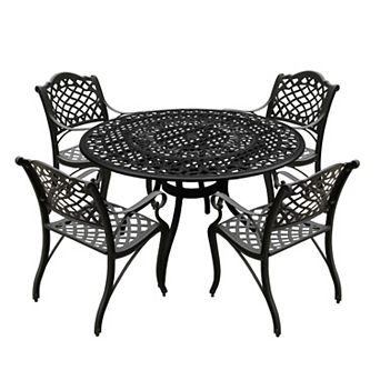Oakland Living Ornate Detail Round Patio Dining Table & Chair 5 pc Set