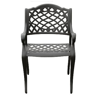 Oakland Living Ornate Detail Round Patio Dining Table & Chair 5-piece Set