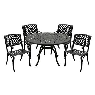 Oakland Living Modern Ornate Patio Round Dining Table & Chair 5 pc Set