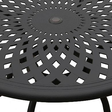 Oakland Living Ornate Cutout Black Round Patio Dining Table & Chair 5-piece Set