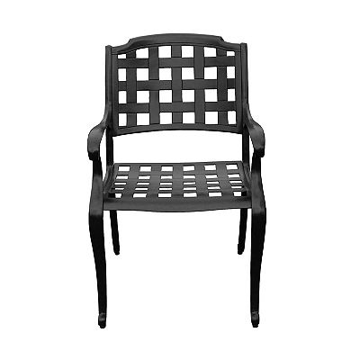 Oakland Living Ornate Cutout Black Round Patio Dining Table & Chair 5-piece Set