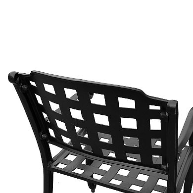 Oakland Living Ornate Cutout Black Round Patio Dining Table & Chair 5-piece Set