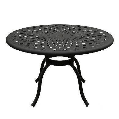 Oakland Living Ornate Cutout Black Round Patio Dining Table & Chair 5-piece Set