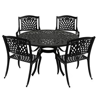 Oakland Living Outdoor Cutout Patio Dining Table & Chair 5 pc Set