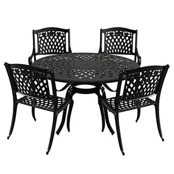Oakland Living Outdoor Cutout Patio Dining Table & Chair 5 pc Set