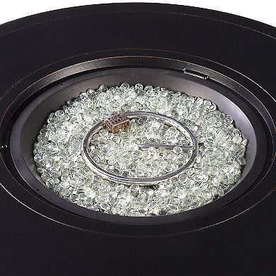 Oakland Living Round Fire Pit & Deep Seat Rocking Chair 5-piece Set