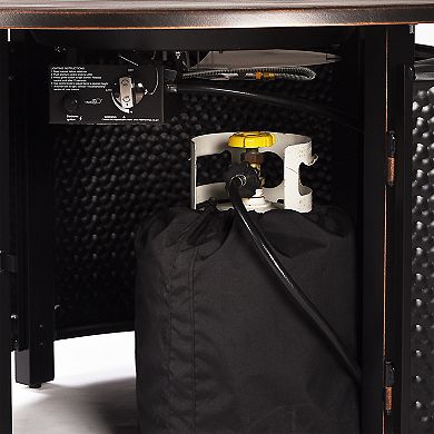 Oakland Living Round Fire Pit & Deep Seat Rocking Chair 5-piece Set