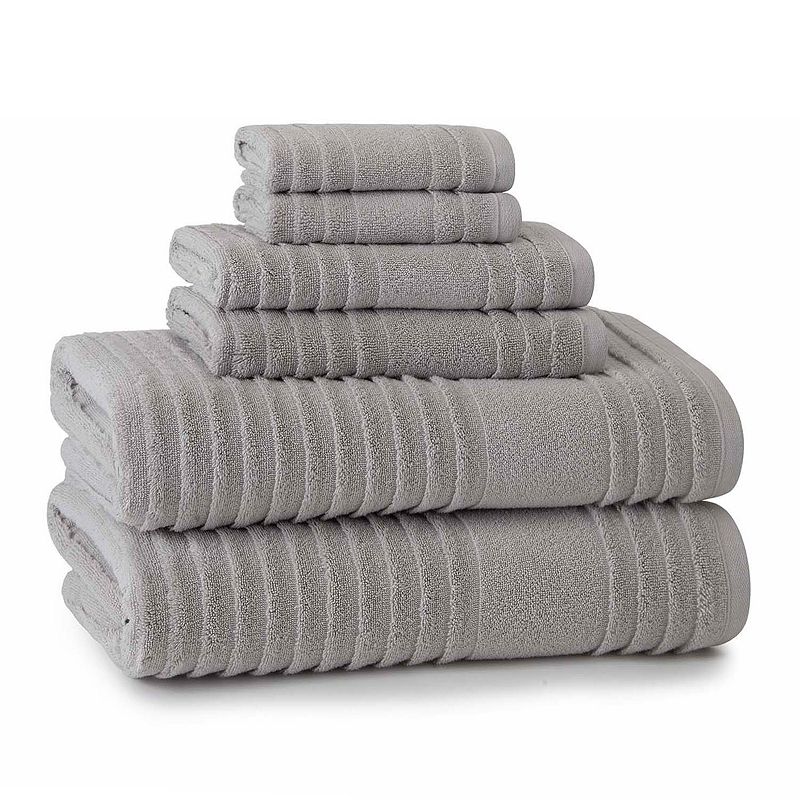 34116614 Cassadecor Astor 6-Piece Bath Towel Set, Grey, 6 P sku 34116614