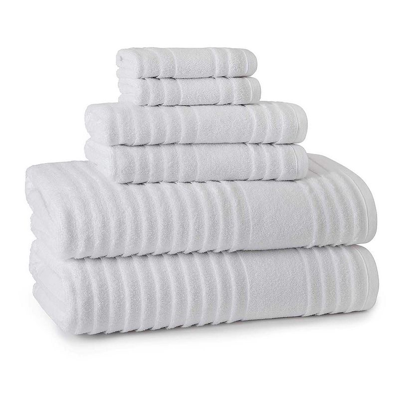 Cassadecor Astor 6-Piece Bath Towel Set, White, 6 Pc Set