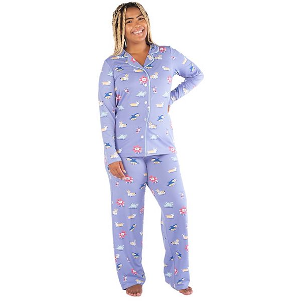 Women's Nite Nite by Munki Munki Long Sleeve Pajama Shirt & Pajama ...