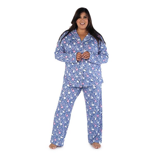 Plus Size Nite Nite by Munki Munki Long Sleeve Pajama Shirt & Pajama
