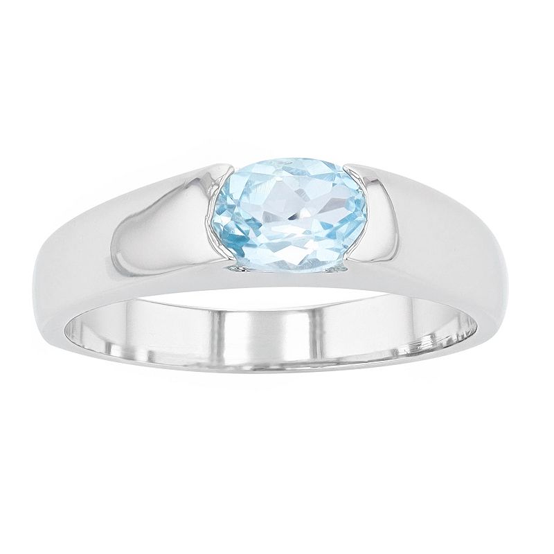 Sterling Silver Oval Blue Topaz Ring, Womens, Size: 6