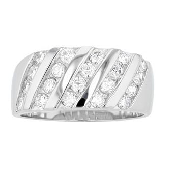 A&M Sterling Silver 5 Row Crystal Ring