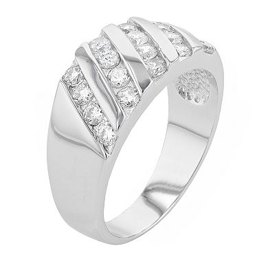 Sterling Silver 5 Row Crystal Ring
