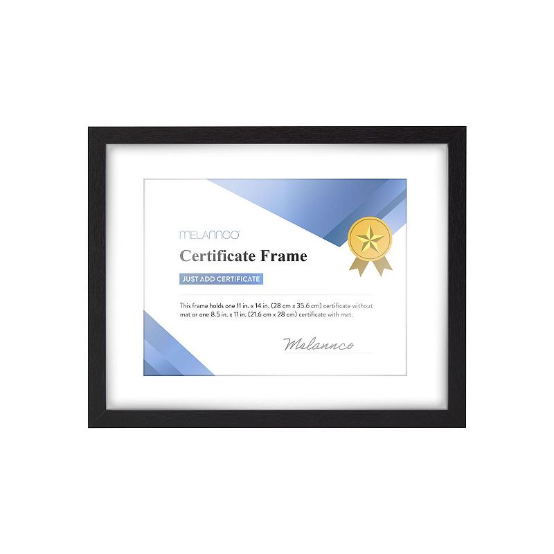 Melannco Certificate 8.5 x 11 Frame, Black