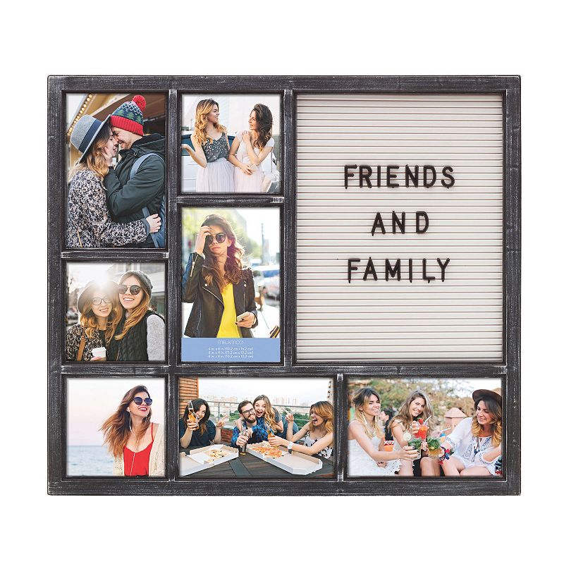 Melannco Letterboard 7-Opening Photo Collage Frame, Black