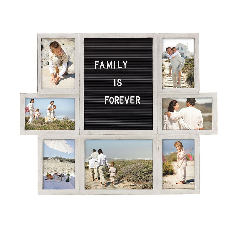 Melannco 7-Opening Letterboard Photo Collage Frame, White