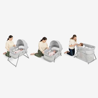 Graco DreamMore Modern Cottage Collection 3-in-1 Portable Bassinet & Travel Crib
