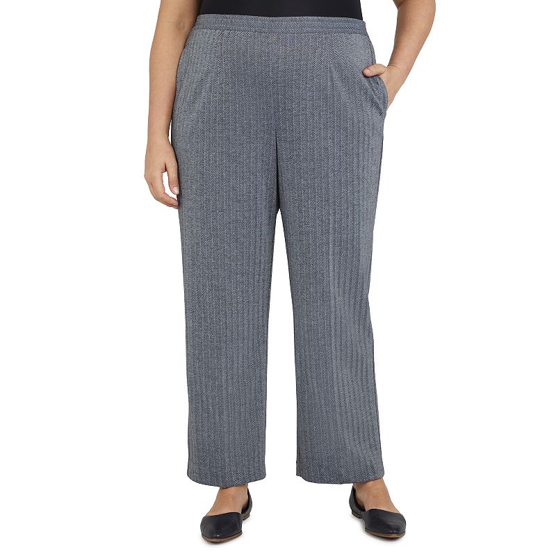 Plus Size Alfred Dunner Empire State Ponte Pull-On Straight Leg Pants, Wome