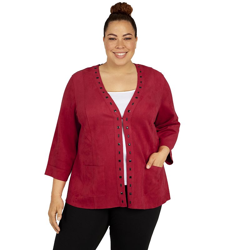 Plus Size Alfred Dunner Empire State Faux-Suede Sleeve Jacket, Womens, Siz