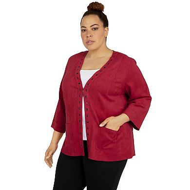 Plus Size Alfred Dunner Empire State Faux-Suede Sleeve Jacket
