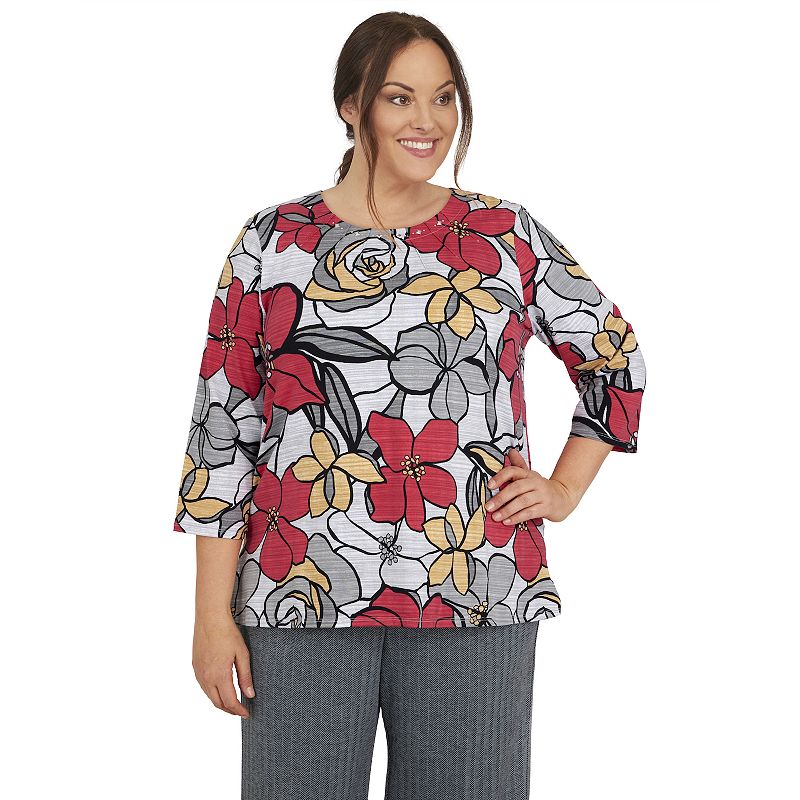 Plus Size Alfred Dunner Empire State Floral Print Top, Womens, Size: 1XL, 