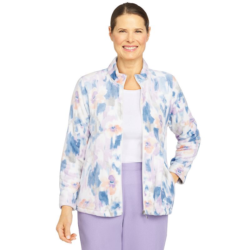 Plus Size Alfred Dunner Victoria Falls Funnelneck Long Sleeve Floral Print 