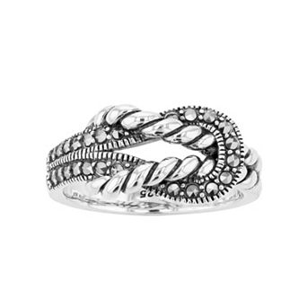 Lavish by TJM Sterling Silver Marcasite Tie-a-Knot Ring