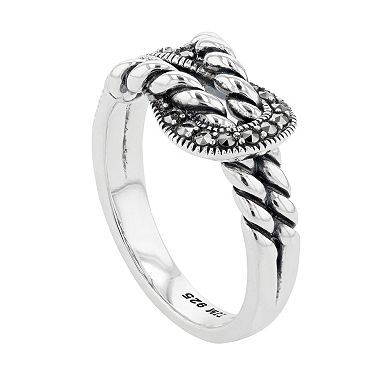 Lavish by TJM Sterling Silver Marcasite Tie-a-Knot Ring