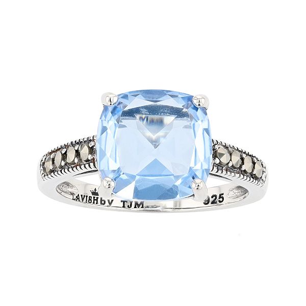 Lavish by TJM Sterling Silver Blue LabCreated Quartz & Marcasite