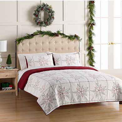 St. Nicholas Square® Embroidered Poinsettia Quilt Set with Shams