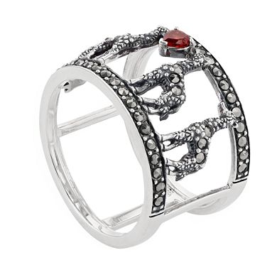 Lavish by TJM Sterling Silver Garnet & Marcasite Giraffe Ring