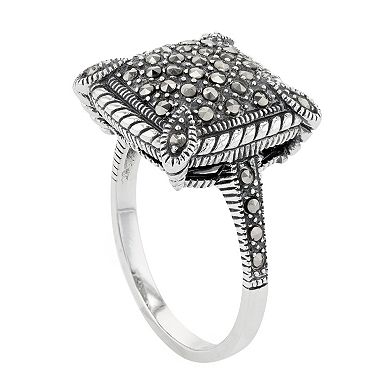 Lavish by TJM Sterling Silver Marcasite Pave Cushion Ring
