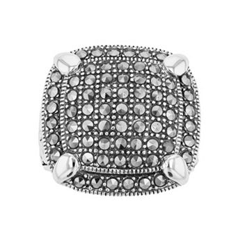 Lavish by TJM Sterling Silver Marcasite Cushion Ring