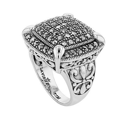 Lavish by TJM Sterling Silver Marcasite Cushion Ring