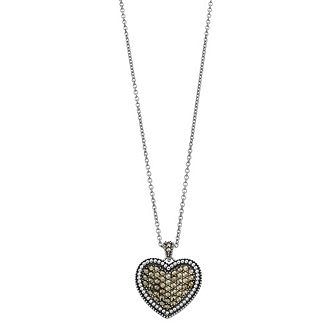 Lavish by TJM Sterling Silver Marcasite Pave Heart Pendant Necklace