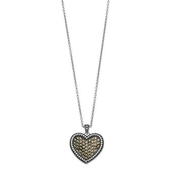 Lavish by TJM Sterling Silver Marcasite Pave Heart Pendant Necklace