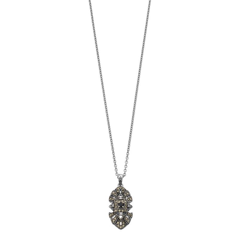 Lavish by TJM Sterling Silver Black Spinel, Marcasite & Cubic Zirconia Acc