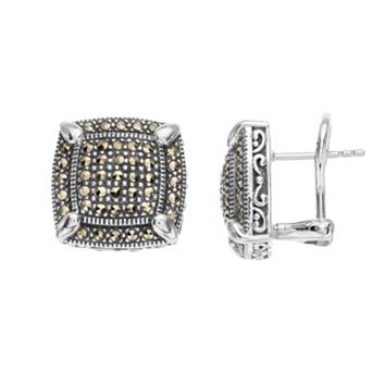 Lavish by TJM Sterling Silver Marcasite Omega Earrings