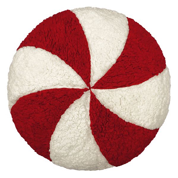 Peppermint Shaped Sherpa Throw Pillow, 18